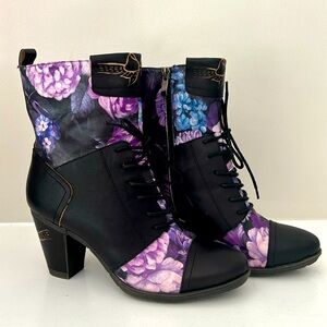 ITALMODO- Beautiful and Unique Booties, Leather Black, Purple, Pink and Blue New